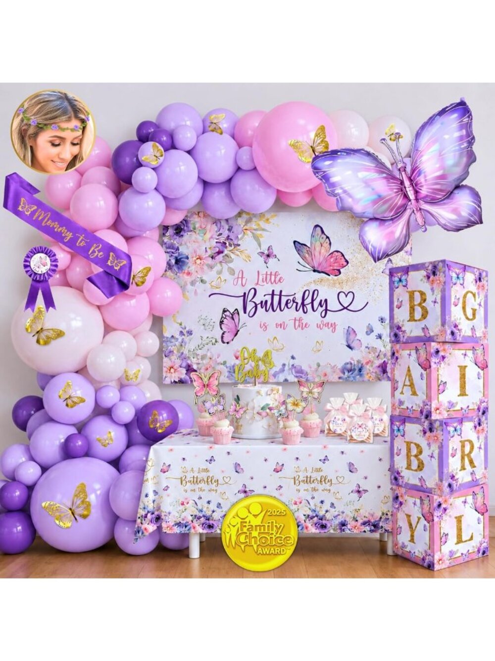 195 Pc Butterfly Baby Shower Decor Set - Adorable Butterfly Theme Party Supplies